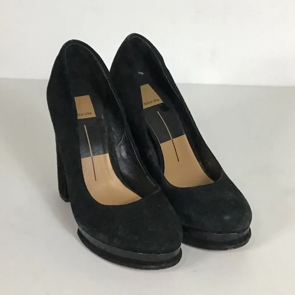 Dolce Vita women Platform Suede pumps Sz. 7.5 EUC Black Sexy Platform trendy